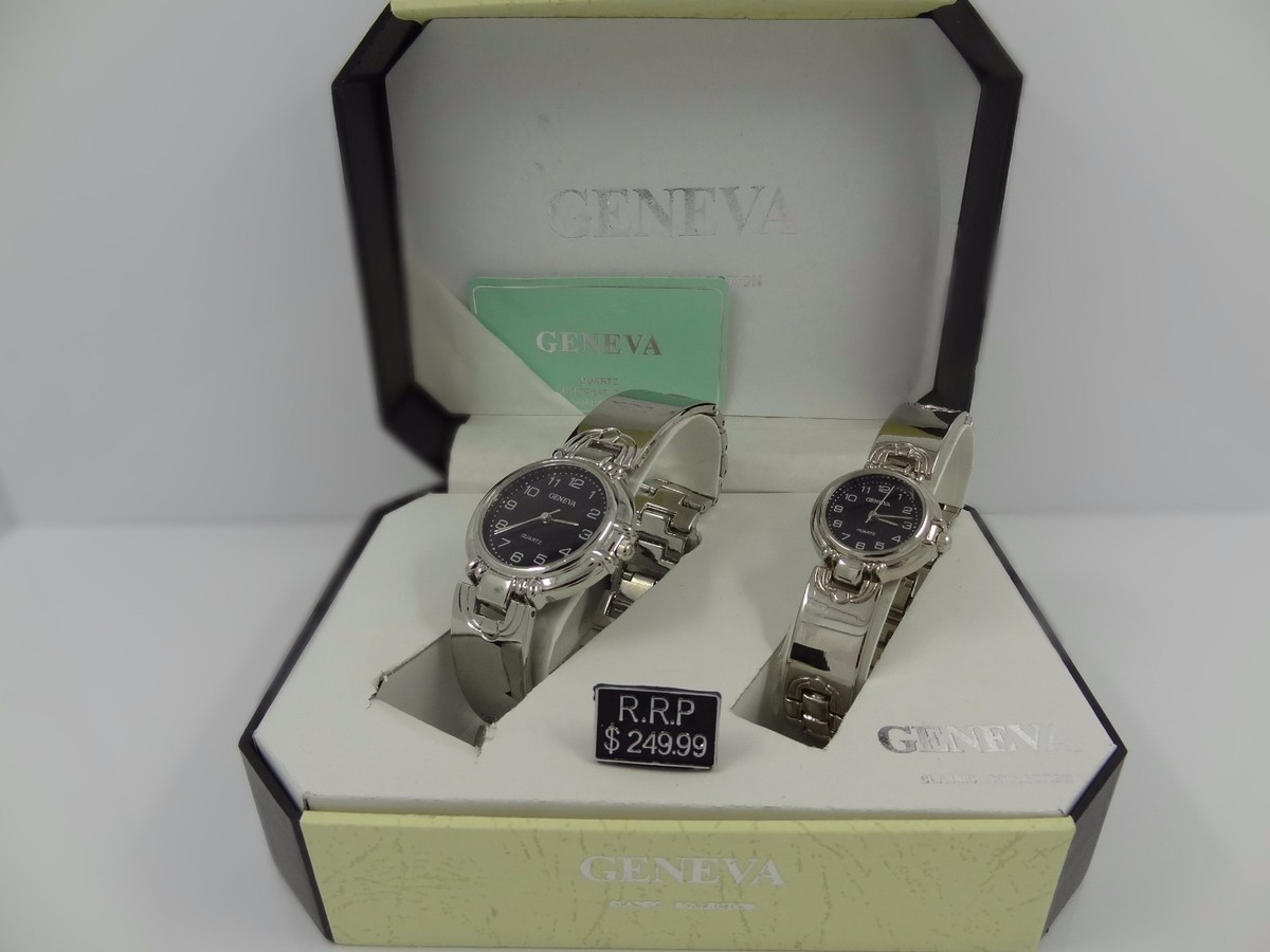 Geneva Silver and Black Men\'s Watch Set Geneva Men main image 3