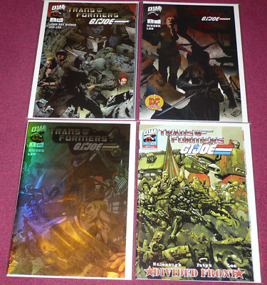 LOT OF 4 DREAMWAVE TRANSFORMERS VS GI JOE #1 COMICS INC. HOLOFOIL COVER