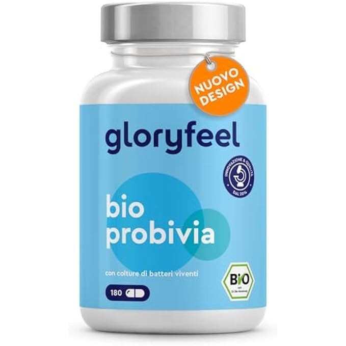 Probiotici Fermenti Lattici Bio, 180 Capsule, con 21 Ceppi Batterici Vivi e Inul