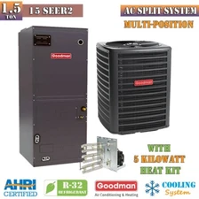 Goodman 1.5 Ton R32 AC Central Air Conditioning Split System & 5kW Kit 15 SEER2