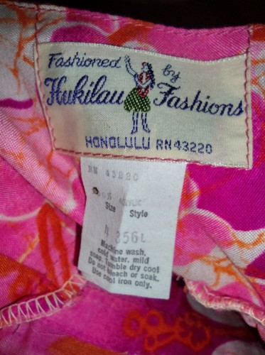 Vintage Hukilau Fashions Womens S/M Pink Floral Hawaiian Slit Back Maxi Dress - Picture 8 of 8