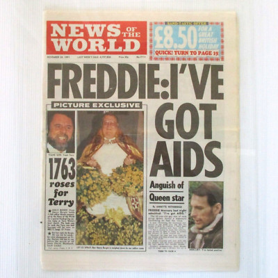 Freddie Mercury 'I've Got Aids' News Of The World Newspaper 24.11.1991 Queen EX