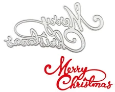 Christmas Cutting Dies Merry Christmas Metal Die Cuts Template Xmas Letter Em...
