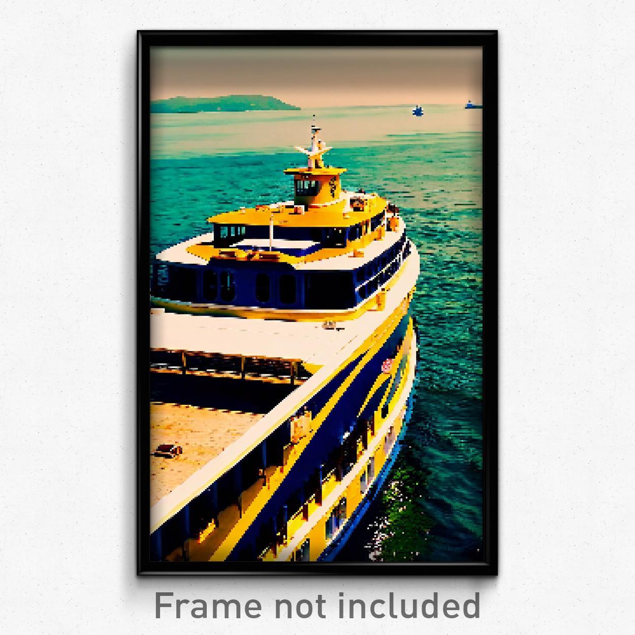 8-Bit Psychedelic Tan Ferry Pixel Art Poster