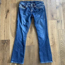 Vigoss New York Boot Cut Blue Jean Size 7 Measures 32x31 Distressed