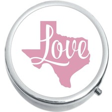 Texas Love Pink White Medicine Vitamin Pill Box