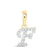 10K Gelbgold Echter Diamant Damen Blockschrift Initial F Mini AnhäNger 1/20 CT