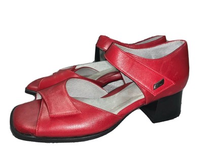 deep red heeled sandals