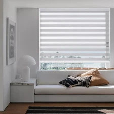 Zebra Dual Roller Blinds Horizontal Window Shade Blind Curtains Easy to Install