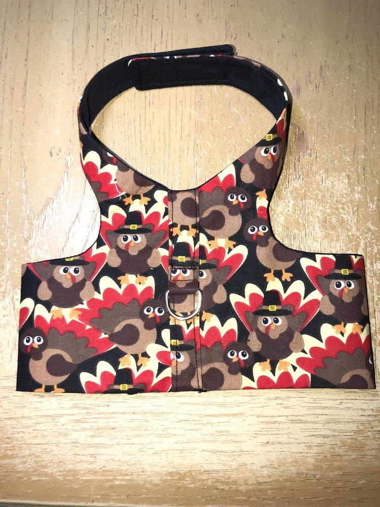 Dog Harness vest Handmade Orange Black White Pumpkin Fall XL 2473