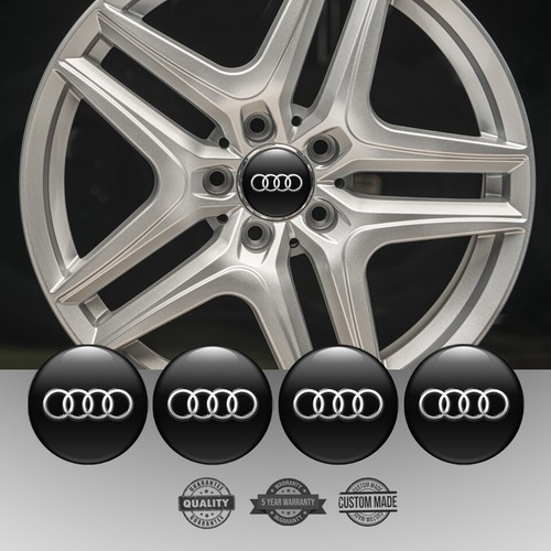 Set of 4 Silicone Center Wheel Cap Stickers Audi Emblem Logo Decals