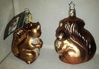 2 OWC Old World Christmas SQUIRRELS Gold Glass Christmas Ornament Glitter 3" — photo 7