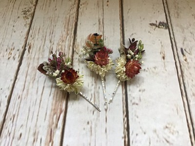 Dried Flower Hair Grips Wedding Hair Piece Floral Clips Pins