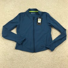 Under Armour Womens Medium Meridian Bomber Jacket 1373317 498 Blue Fitted New