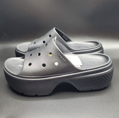 Unisex Clogs Crocs Stomp Slide Black 2.3-inch | 5.9cm heel height Men 9/Women 11