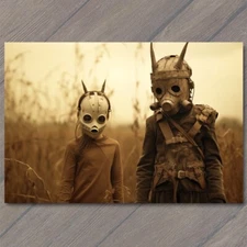 Art Print Weird Creepy Vibe Field Metal Masks Cult Strange Apocalypse Unusual