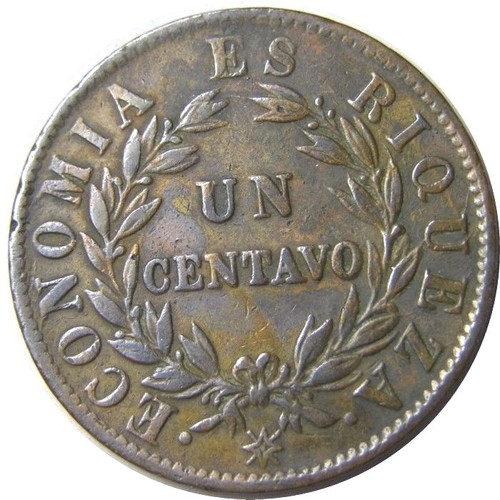 elf Chile 1 Centavo 1853 Star - Picture 2 of 2