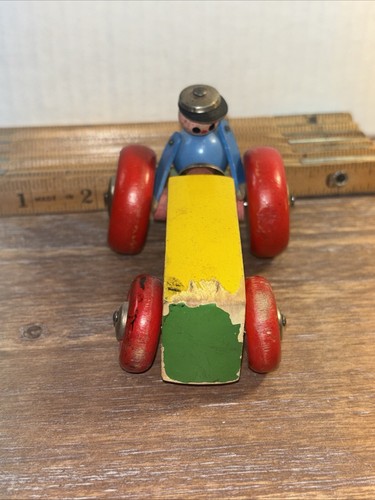 Vintage Wooden Man And Metal Riding Tractor Made In Sweden - Picture 2 of 6