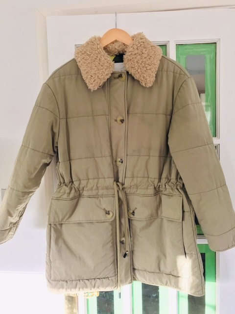 BIMBA Y LOLA QUILTED JACKET WITH REMOVABLE SOFT FUR SIZE S