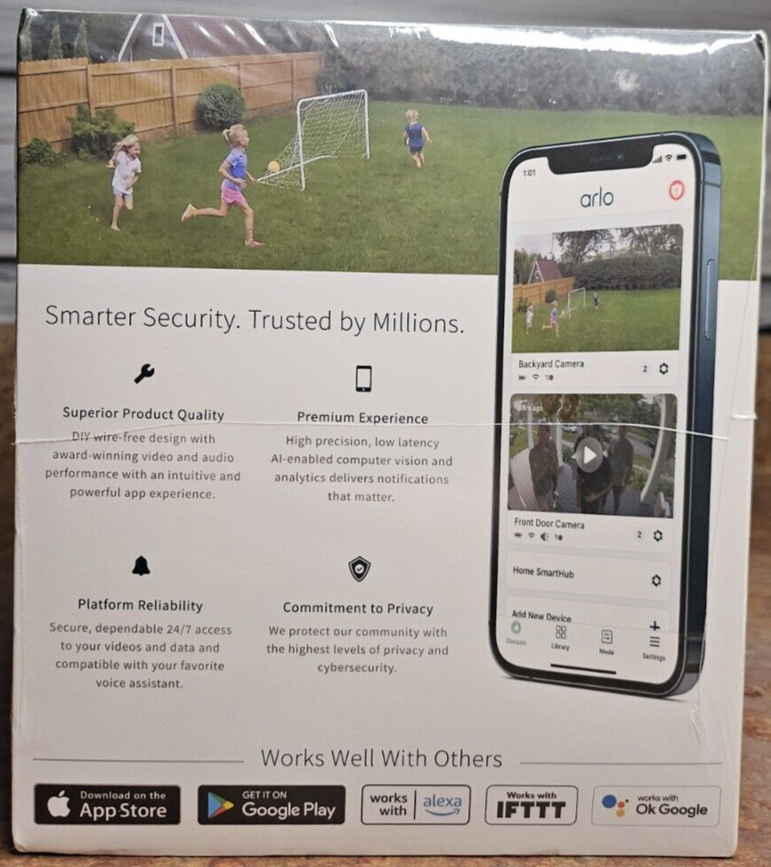 4 Pack Arlo Pro 4 Spotlight Wire-Free Camera Security System 2-Way Audio Bundle 