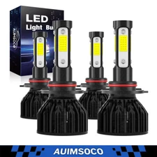 9005+9006 LED Headlights Kit Bulbs 10000K HIGH LOW Beam Super White Bright 4Pcs