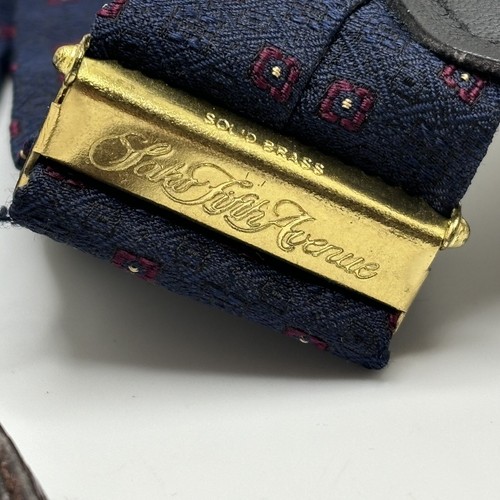 Vintage SAKS FIFTH AVENUE Navy & Burgundy Suspenders / Braces (Made In