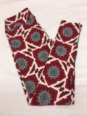 OS Leggings Poinsettia Mandala Red & White Floral Pattern, One Size LuLaRoe