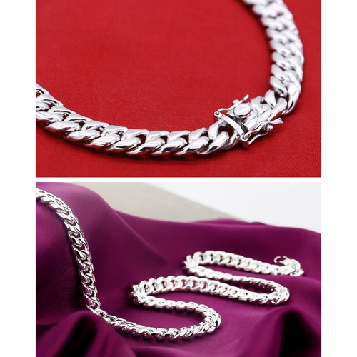 Genuine 925 Sterling Silver Thick Big Necklace Miami Cuban Link Chain for Men - Picture 3 of 6