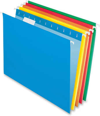 Hanging File Folders, Letter Size, Assorted Colors, 1/5-Cut Adjustable Tabs, 25