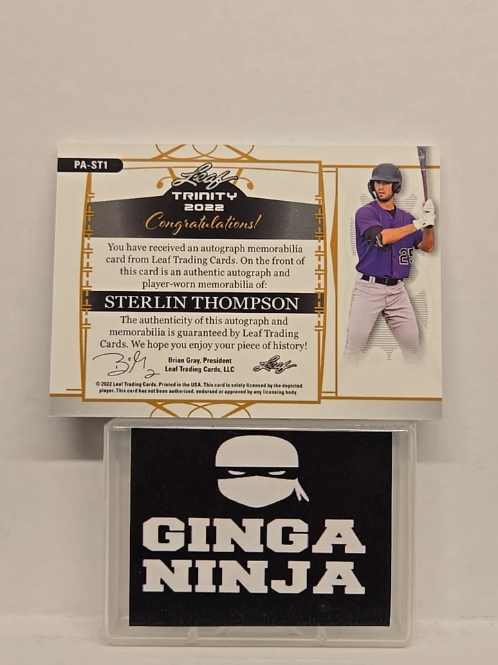 2022 Leaf Trinity Player Worn Jumbo Patch XRC Rookie Auto Sterlin Thompson #6/15 - Image 2 of 2