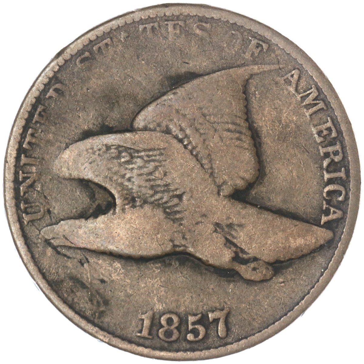 1857 (P) Flying Eagle Cent Very Good Penny VG See Pics F358