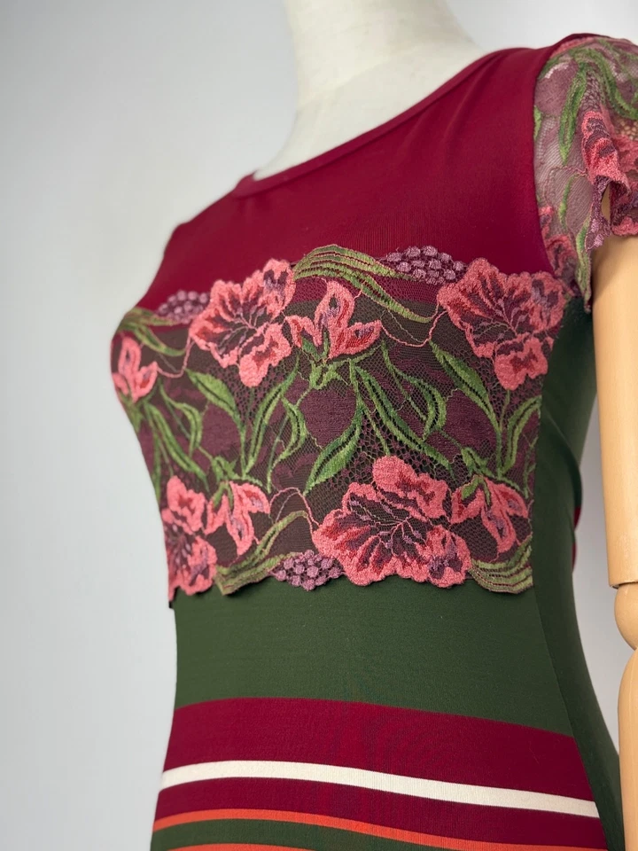 Save The Queen Striped T Shirt Lace Floral Top Size S - Image 4 of 4