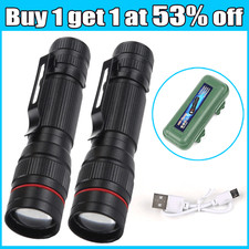 1200000LM USB Rechargeable LED Flashlight Super Bright Torch Tactical Light UK