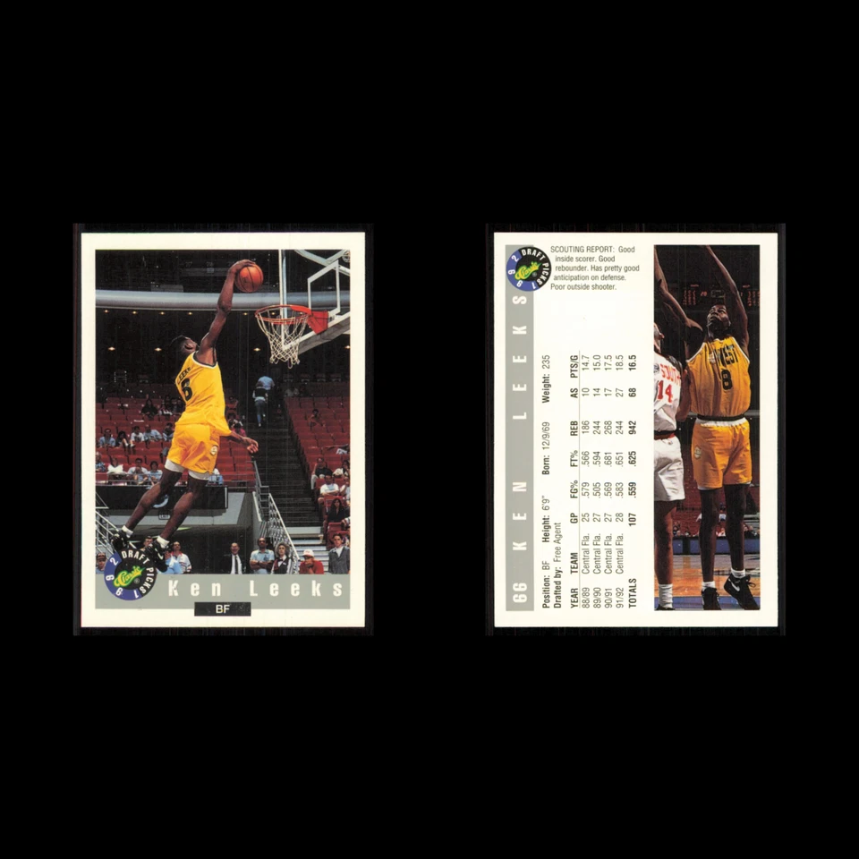 Ken Leeks #66 1992 Classic Draft Central Florida Knights Basketball Card NBA NM - Image 3 of 3