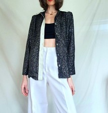 Vintage 1970s Disco Shirt Women's Metallic Sparkle Glitter Top S/M