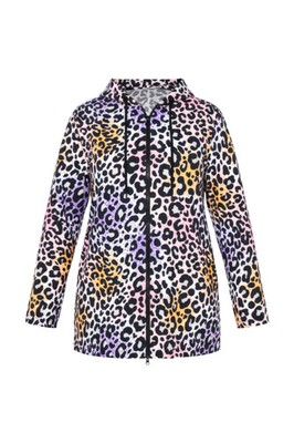 Angel of Style Damen große Größen Sweatjacke Straight Shape farbiges Leo Muster