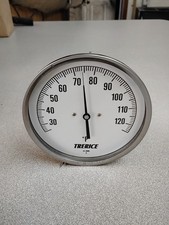 TRERICE ADJUSTABLE ANGLE BIMETAL THERMOMETER 52-2898, 5" DIAL, 25-125F B8561203