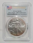 2016 American Silver Eagle PCGS MS70 30th Anniversary - Orange Toning