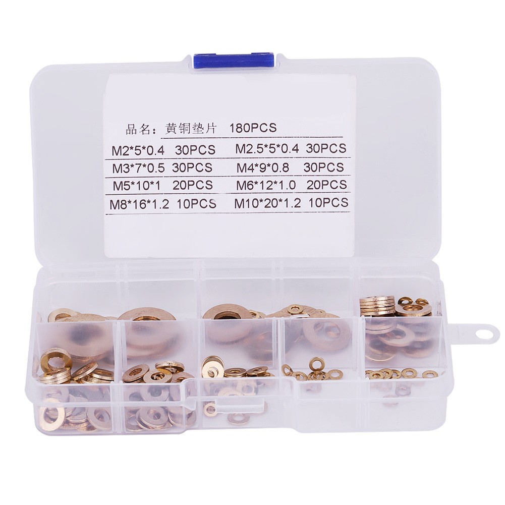 180Pcs Brass Washer Kit With High Durability For Projects