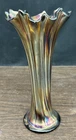 Vintage Fenton Diamond and Rib Carnival Amethyst Glass Vase 10”