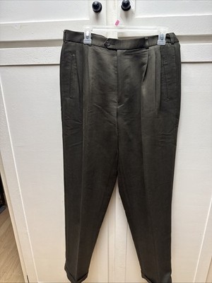 Mens Conte di Milano Green Pleated Pants Sz 34 Inseam 32