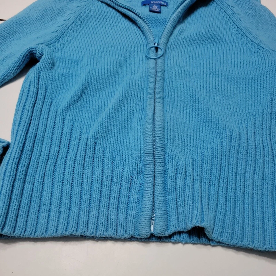 Cardigã Greendog Meninas 7/8 Jaqueta Azul Elástica Zíper Completo Grande Gola Espalhada Top - Imagem 4 de 4