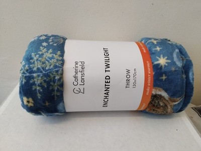 Catherine Lansfield Enchanted Twilight Überwurf weich flauschig Sofa Bett Decke Navy