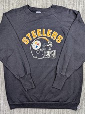 Vintage Pittsburgh Steelers Sweatshirt Mens Medium NFL Black Logo 7 Crewneck 90s