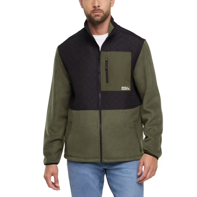 Eddie Bauer Men's Mixed Media Fleece Jacket Size XXL Green | eBay