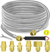 24Ft High Pressure Braided Propane Hose Extension w/ Conversion Coupling