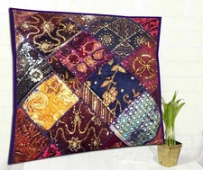 30" EXQUISITE INDIAN SARI BEADS MOTI HOME DÉCOR THROW FLOOR CUSHION PILLOW COVER