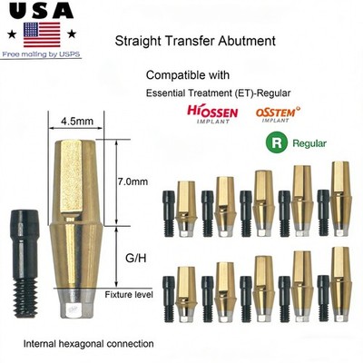Hiossen Titanium Dental Regular Straight Abutment Hex Fit ET Ø4.5mm GH 1.0-5.0mm