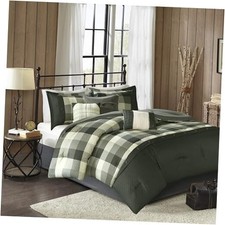 Ridge Comforter Set - Cabin Lodge Plaid California King 104 in x 92 in Grey