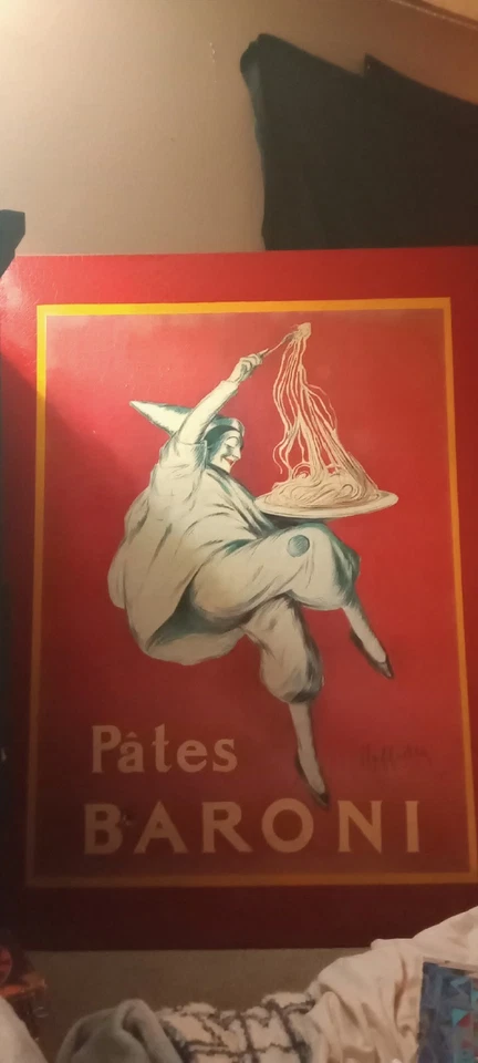 Pintura en lienzo firmada por Pates Baroni diseño de pasta de espagueti por W Mirkin, numerada Foto 2 de 3